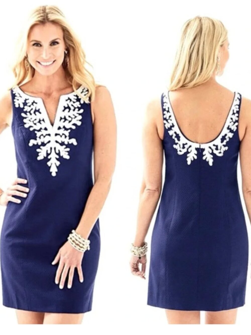 Lilly Pulitzer Gabby Shift Coral-Beaded Dress  NWT | Size 0 | True Navy